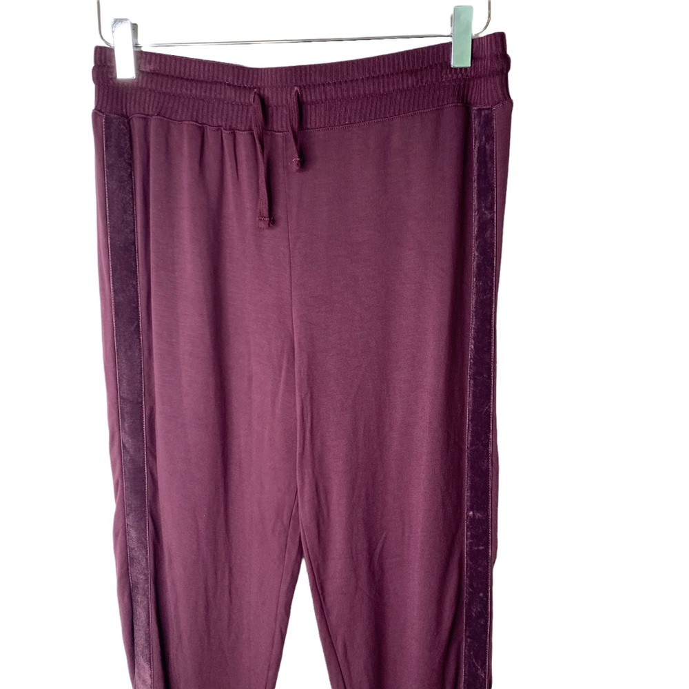 Splendid Collection Joggers Black Cherry Eggplant Velvet Trim XS - Picture 3 of 8